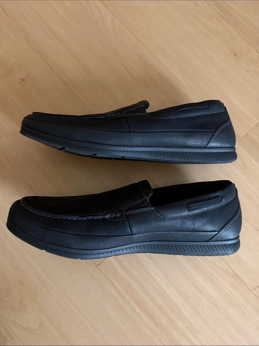 NIN BUSH MENS SANTO MOCCASIN TOE SLIP ON CASUAL LIGHTWEIGHT BLACK SHOE SIZE 9.5